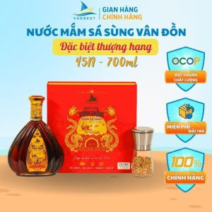Hộp nước mắm sá sùng Vân Đồn thượng hạng 45N độ đạm 600ml tặng lọ tiêu, nước mắm sá ùng Vanbest đạt chất lượng OCOP cao