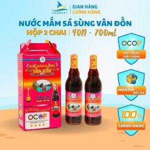 Nước mắm sá sùng Vân Đồn cao cấp độ đạm 40N hộp 2 chai 700ml, đặc sản mắm ăn dặm trẻ em Vanbest chất lượng cao thơm ngon